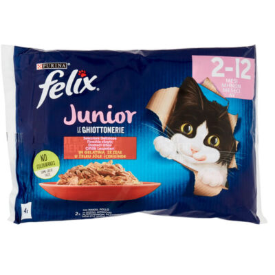 FELIX ΓΑΤΟΤΡΟΦΗ ΣΕ ΖΕΛΕ JUNIOR (4x85gr) - (ΜΟΣΧΑΡΙ/ΚΟΤΟΠΟΥΛΟ)