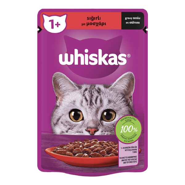 WHISKAS ΓΑΤΟΤΡΟΦΗ PURE DELIGHT 85gr. - (ΜΟΣΧΑΡΙ ΣΕ ΣΑΛΤΣΑ)