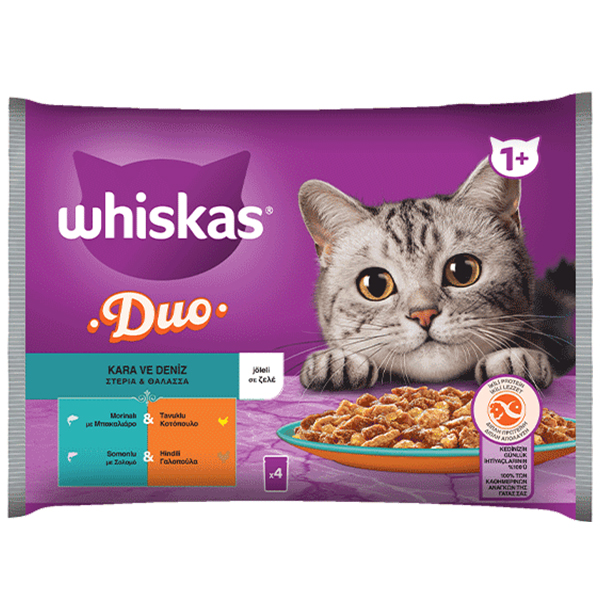 WHISKAS DUO ΓΑΤΟΤΡΟΦΗ 4x85gr. (ΣΤΕΡΙΑ ΚΑΙ ΘΑΛΑΣΣΑ)
