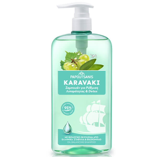 PAPOUTSANIS KARAVAKI ΣΑΜΠΟΥΑΝ 600ml - (ΡΥΘΜΙΣΗ ΛΙΠΑΡΟΤΗΤΑΣ ΚΑΙ DETOX) (ΑΝΤΛΙΑ)