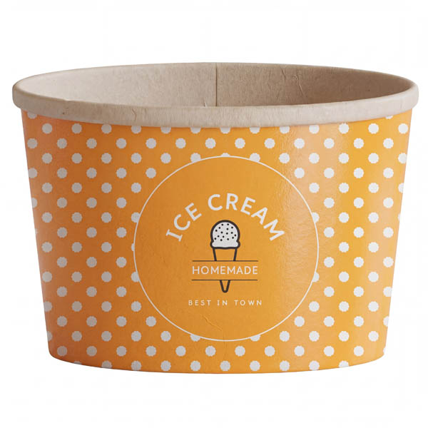 ΧΑΡΤΙΝΟ ΚΥΠΕΛΟ ΠΑΓΩΤΟΥ (12oz) - (DOT) (ORANGE) (50τεμ.)