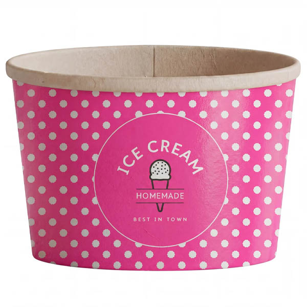 ΧΑΡΤΙΝΟ ΚΥΠΕΛΟ ΠΑΓΩΤΟΥ (6oz) - (DOT) (PINK) (50τεμ)