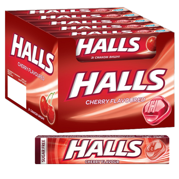 HALLS ΚΑΡΑΜΕΛΕΣ 20x32gr - (CHERRY) (SUGAR FREE) (ΜΑΣΟΥΡΙ)