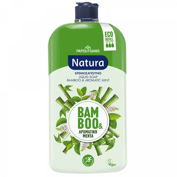 PAPOUTSANIS NATURA ΑΝΤΑΛΛΑΚΤΙΚΟ ΚΡΕΜΟΣΑΠΟΥΝΟ 900ml - (MENTA ΚΑΙ ΒΑΜΒΟΟ)