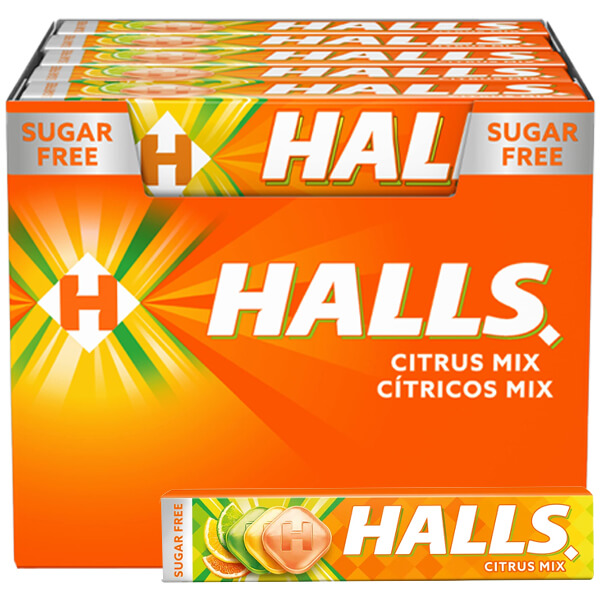HALLS ΚΑΡΑΜΕΛΕΣ 20x32gr - (CITRUS MIX) (SUGAR FREE) (ΜΑΣΟΥΡΙ)